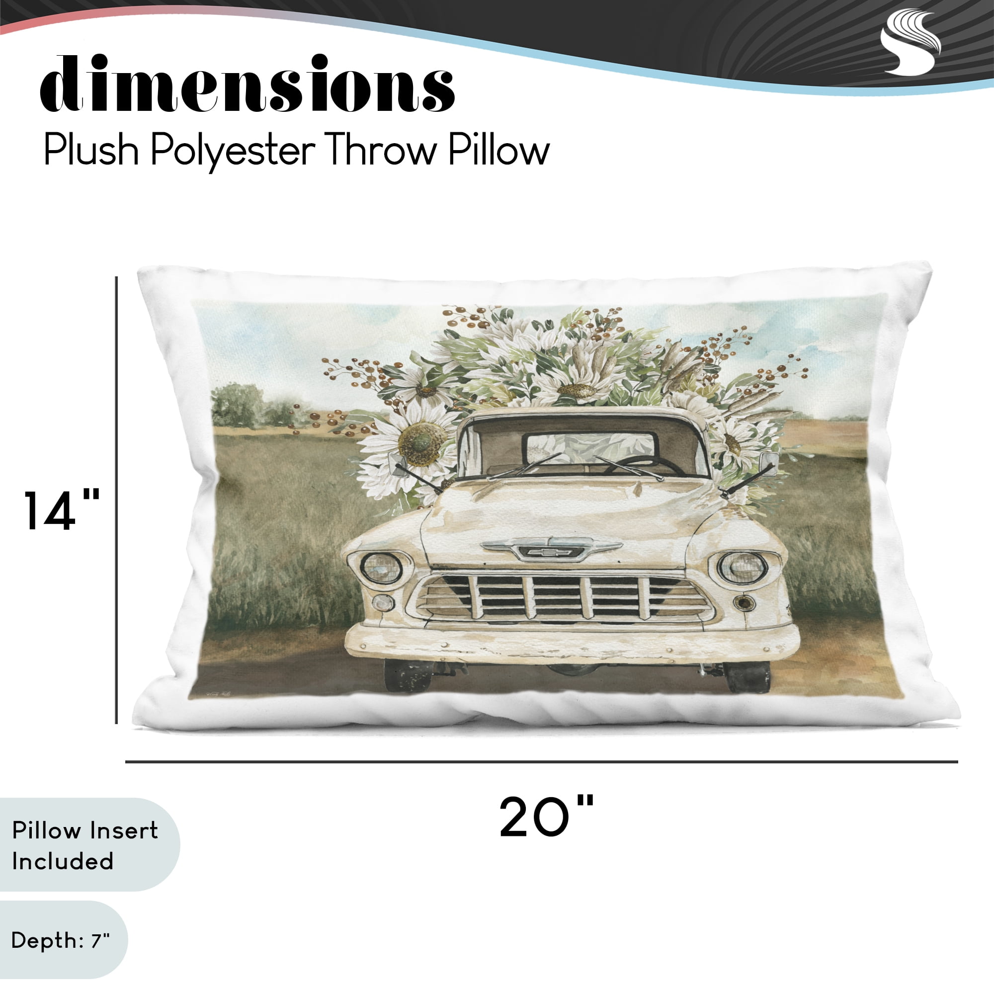 Stupell Industries Retro Country Flowers Delivery Decorative Printed Throw Pillow, design by Cindy Jacobs