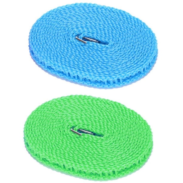 Tendedero a prueba de viento de 2 piezas, tendedero de nailon, tendedero de viaje portátil, utilizado para perchas de camping interiores y exteriores (azul, verde, 5 m) BRI Rojo Verde