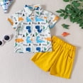 thumbnail image 2 of Coerni Short Sets for Boy, Toddler Boys Short Sleeve Cartoon Dinosaur Prints T Shirt Tops Shorts Kids Gentleman Outfits, 2 of 6
