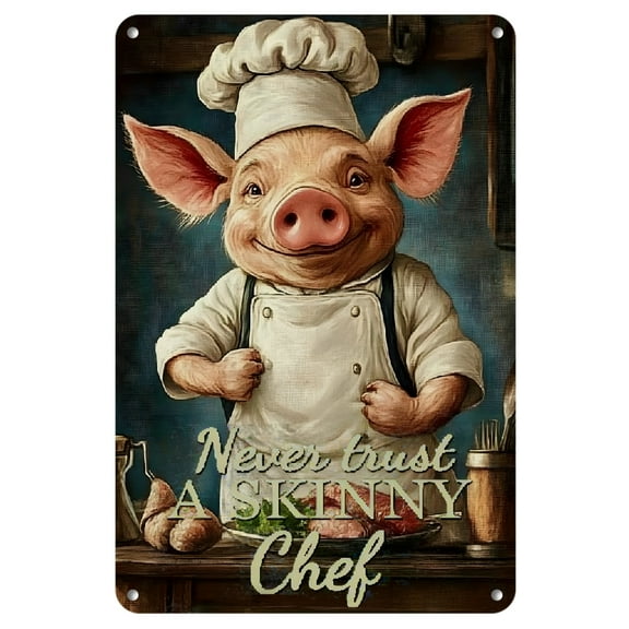 [2D Flat]Cute Pig Metal Tin Sign. A Skinny Ranch Retro Garage Kitchen Wall Plaque. Home Decor Farm Club Painting, Perfect for Porch, Room, Window, Garage, Farmhouse, Bar, Cafe | Wall Art|Metal Sign