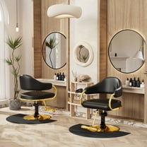 Baasha Professional Black and Gold Salon Chair for Hair Stylists - Modern Stylist Chair with Memory Foam Cushion, Oversized Stable Base & 330 lb Weight Capacity