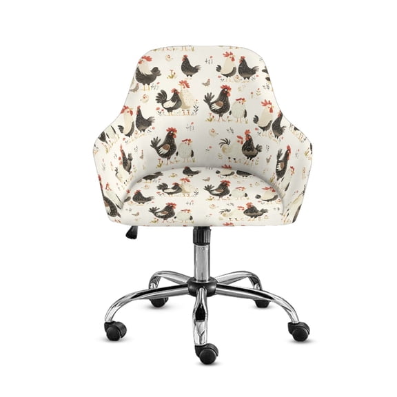 Xoenoiee Rooster Chicken Flower Print Stretch Back Dining Chair Covers with Armrest Accent Chair Cover Slipcover with Arm, Washable Upholstered Arm Dining Chair Protector for Dining Living Room