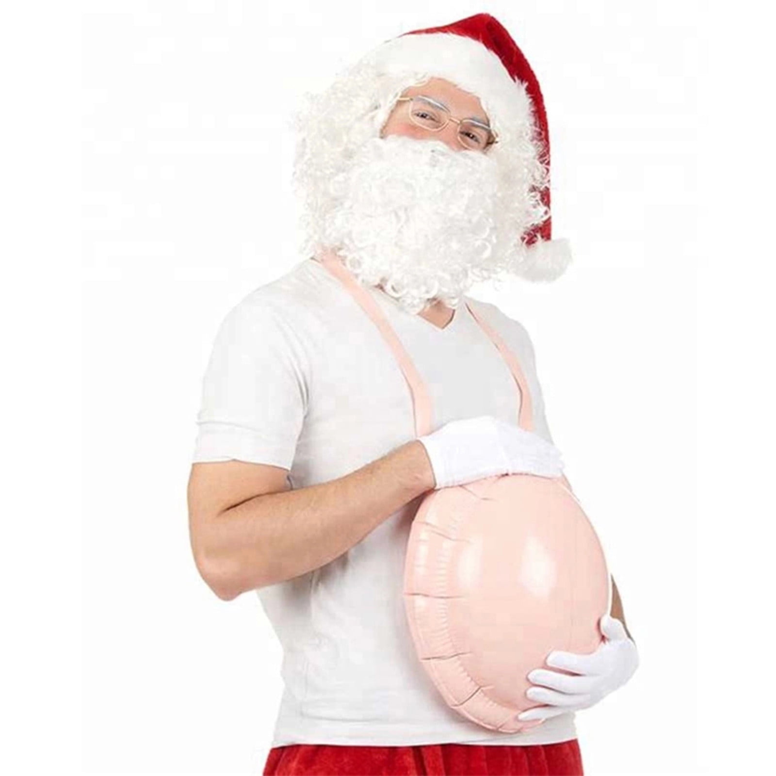 Sumind 2 Pieces Christmas Santa Claus Inflatable Belly Empty Fake Pregnancy Belly Cosplay Belly Fake Padded Belly for Christmas Cosplay Party