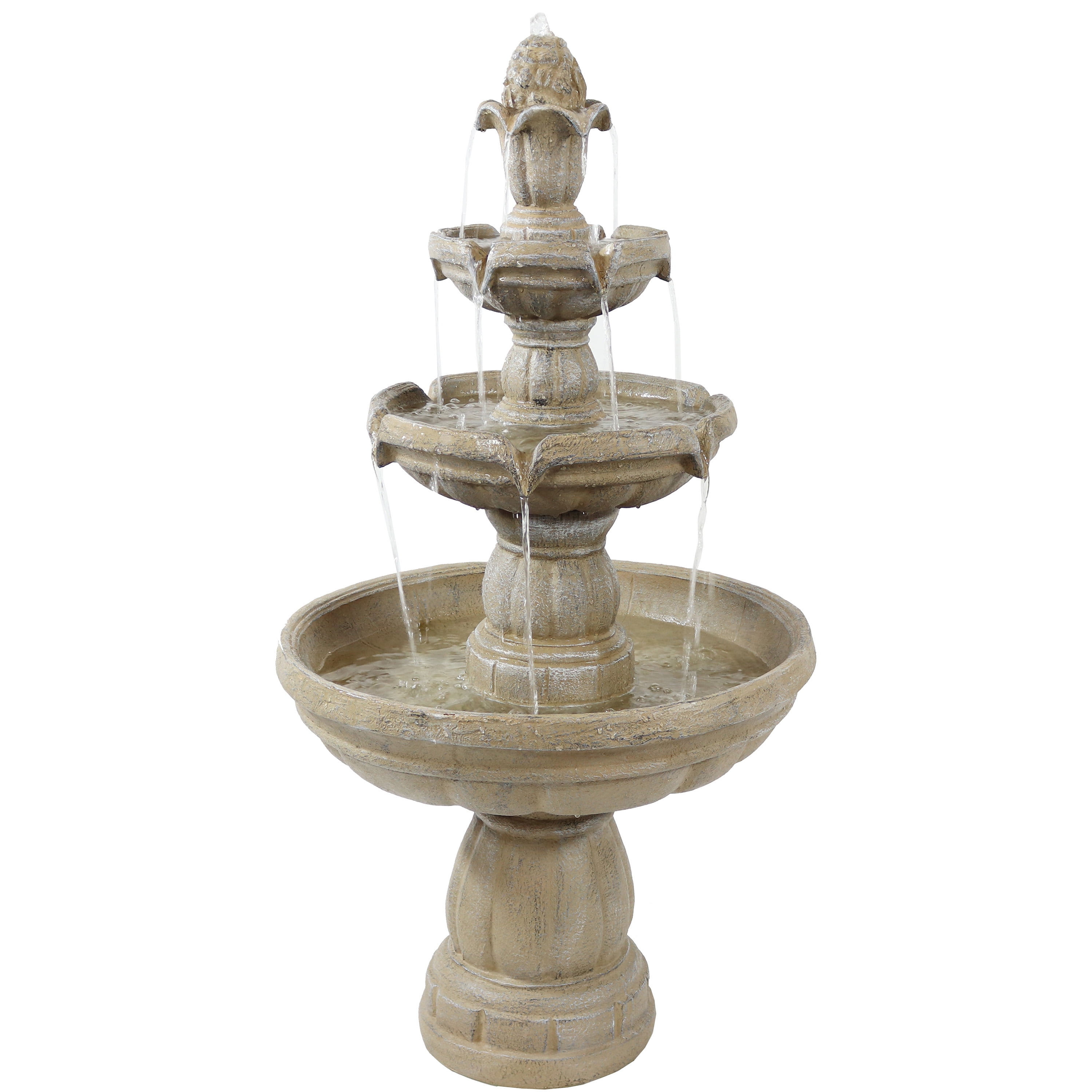 Sunnydaze 48"H Electric Fiberglass 3Tier Outdoor Water Fountain