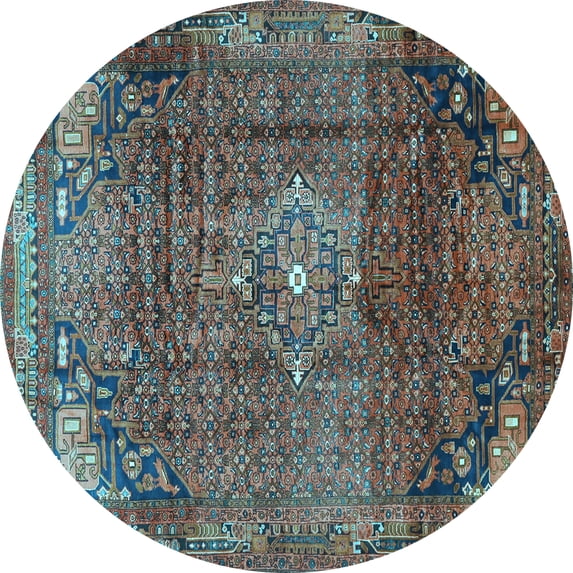 Ahgly Company Indoor Round Persian Light Blue Traditional Area Rugs, 3' Round
