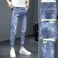 thumbnail image 3 of Pantalones vaqueros rotos para hombre, pantalones vaqueros ajustados, rotos, rectos, con agujeros, ajustados, ajustados, con tubo roto, estilo vintage Y 2k, 3 of 4