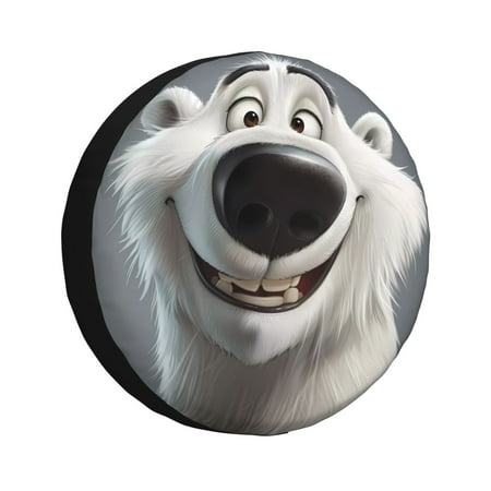 Gaeub Smiling Polar Bear 14-17in Tire Cover Spare Tire Cover for Camper Caravan Trailer Car Truck SUV Jeep-16 inch
