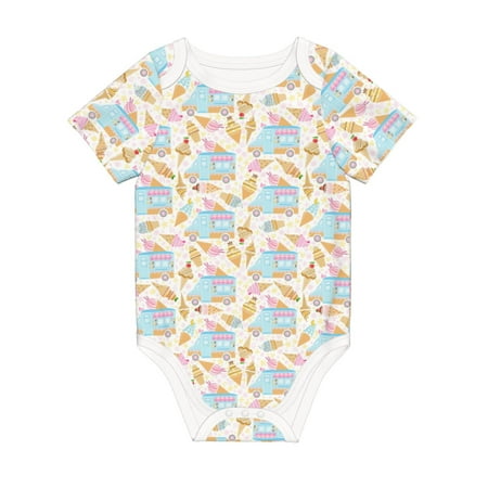 

Coaee Icecream Truck for Soft Cotton Baby Short-Sleeve Bodysuit Baby Girls Boys Bodysuit Romper