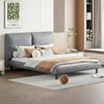 thumbnail image 2 of Queen Size Upholstered Platform Bed, Gray Polyester Fabric, Double Headrests - 88"x71" Bedroom Furniture for Comfort & Style, 2 of 13