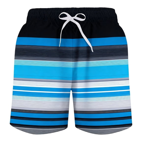 XAOFW Boys Swim Trunks With Compression Liner Drawstring Waist Beach Shorts Summer Striped Swimming Shorts Water Sports Stylish Bottoms