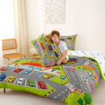 thumbnail image 4 of Manfei Cartoon Car Queen Comforter Set,Cute Kid Art Comforter Sets Queen,Gray,Polkadot Reversible,3-Piece,1 Comforter and 2 Pillowcases, 4 of 7