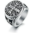 thumbnail image 1 of GHSDFBB St Benedict Exorcism Stainless Steel Ring Demon Protection Ghost Hunter CSBP, 1 of 3