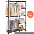 thumbnail image 1 of Metal Clothes Rack with 2 Hanging Rod and 4 Shelves, 45" Wide Portable Wardrobe Closet Organizer, Garment Rack Clothing Shelf, Black, 1 of 9