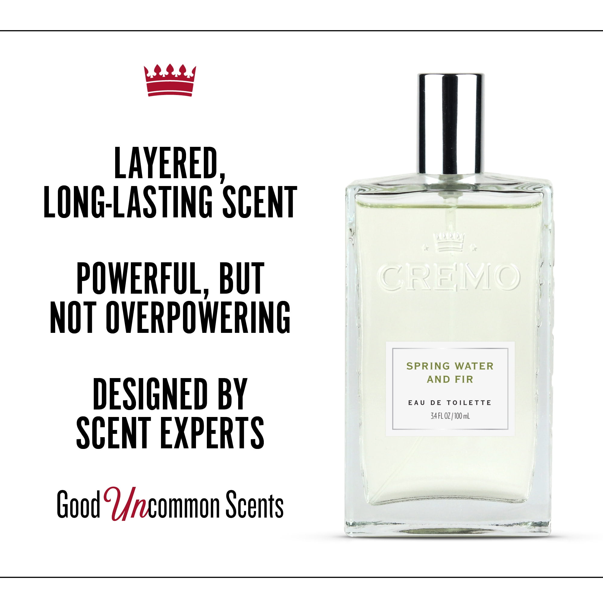 Cremo Mens Spray Cologne, Spring Water Fir Scent, 3.4 fl oz
