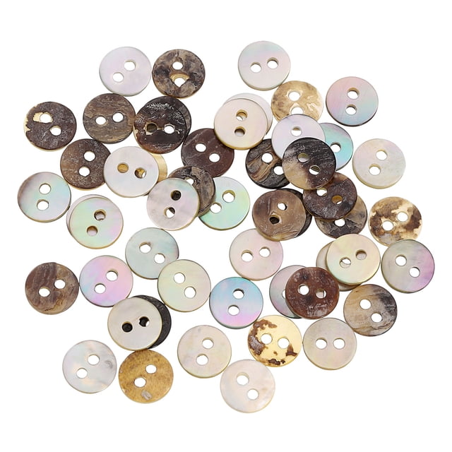 Uxcell 50Pcs Botones de Concha Natural, Botón de Madreperla de 9mm, Botones de Costura, Marrón
