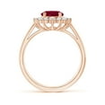 thumbnail image 2 of ANGARA Natural Princess Diana Inspired 2 ct Ruby Ring with Diamond Halo in 14K Rose Gold for Women (Size-9x7mm) | July Birthstone Jewelry for Her | Natural Ruby Rings, 2 of 11