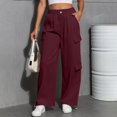 thumbnail image 5 of Women's Fashion Sport Solid Color Casual Sweatpants with Pockets - Long Pants for Everyday Wear and Winter Season,Wine,2XL, 5 of 7