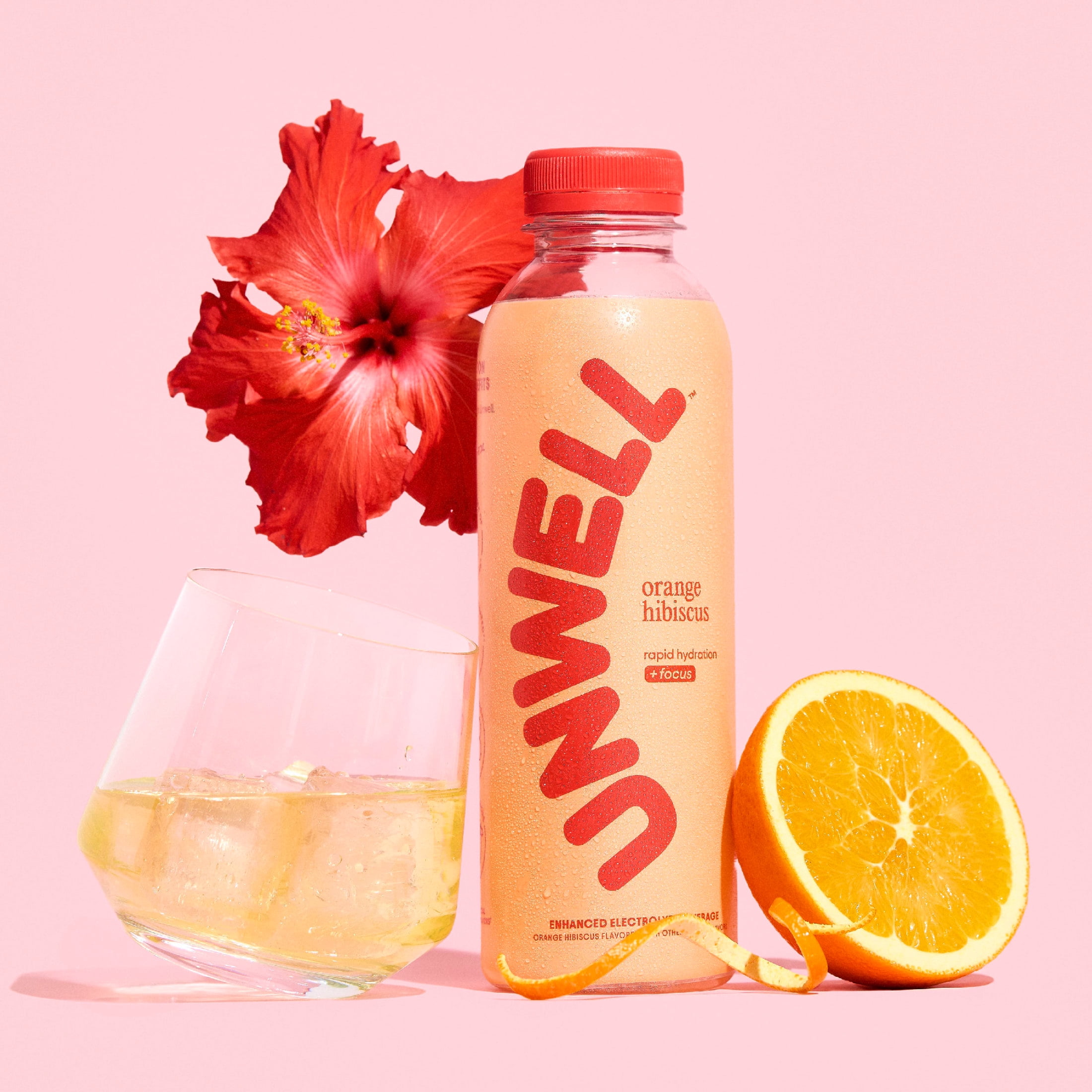Unwell Hydration Electrolyte Drink for Rapid Hydration + Focus – Orange Hibiscus 16.9 fl oz