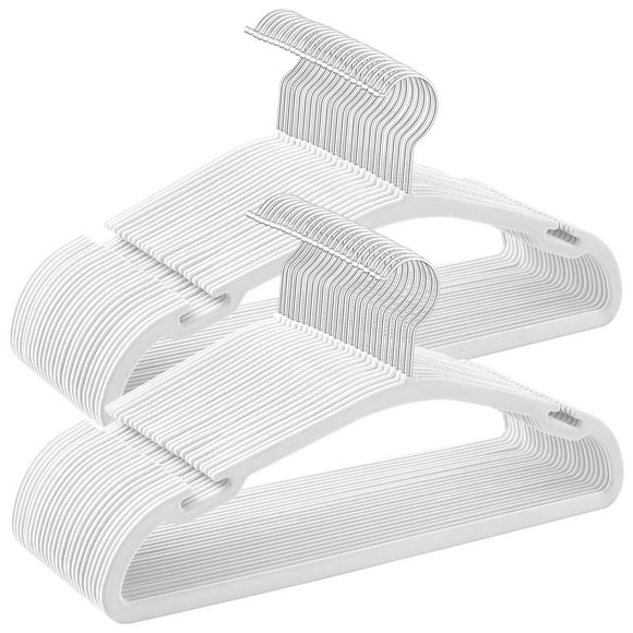 Perchas de terciopelo SONGMICS, 50 unidades, antideslizantes, 43 x 21 cm, color blanco