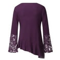 thumbnail image 5 of 2025 Clearance! asdoklhq Womens Plus Size Tops Clearance,Women's Lace Splicing Flared Long Sleeve Irregular Hem Solid Shirts Tops, 5 of 7