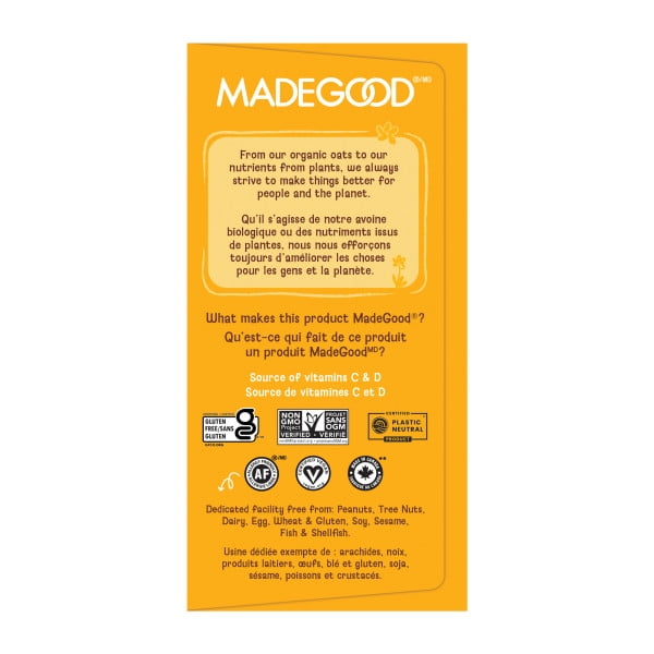 MadeGood Baked Oat Cups – Banana Chocolate Chip 5 Pack, MG Banana Chocolate Oat Cups