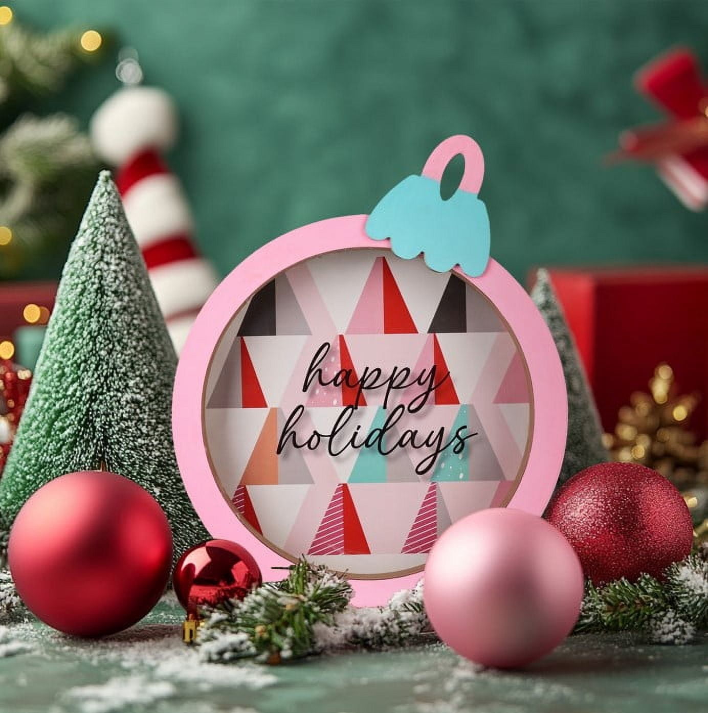 Holiday Time Fillable Ornament and Paint Kit, 9.87 x 9.76 x 1.26 Inch, Wooden Decoration, Unisex, Christmas