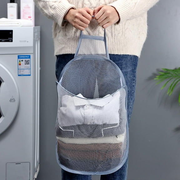 HEVIRGO Laundry Basket Foldable Classification Storage Polyester Space-Saving Clothes Hamper for Home, Grey