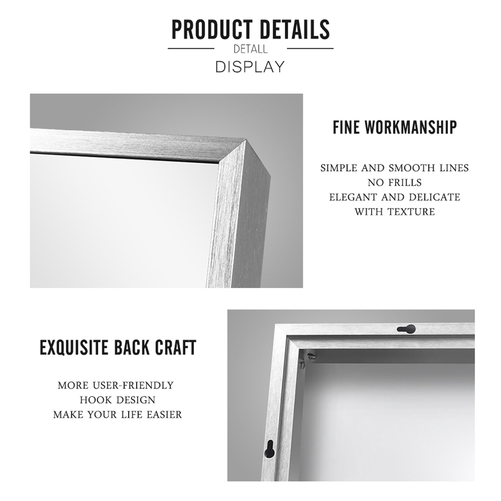 38 in x 26 in White Modern Wall Mirror