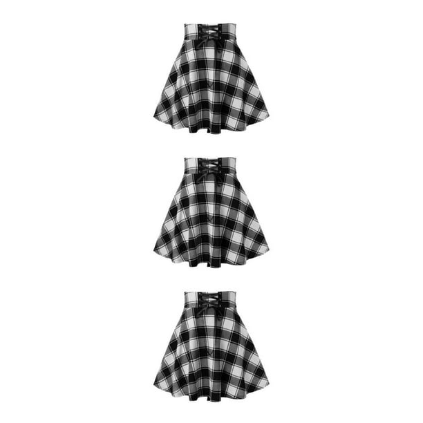 Minnieouse corta a cuadros para mujer, plisada a cuadros con parte inferior oscilante, faldas de primavera y otoño, ropa de discoteca, vestido Type1 NO1