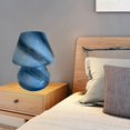 thumbnail image 5 of Hand Blown Glass Swirl Shape Table Lamp Decorative LED Night Light for Bedroom Nightstand, Living Room Decor Table Centerpiece Lamps , Blue, 5 of 8