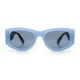 thumbnail image 4 of Womens Squared Rectangle Frost Matte Thick Temple Plastic Mod Sunglasses Blue - Black, 4 of 8