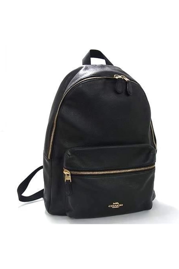 Pre-Owned COACH Charlie Backpack F29004 Black Leather and Nylon for Men Women (Good)