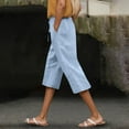 thumbnail image 2 of Pantalones informales para mujer Pantalones cortos con cintura elástica y cordón - Cómodos para el día a día en primavera, verano y otoño, 2 of 6