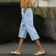 thumbnail image 2 of Pantalones informales para mujer Pantalones cortos con cintura elástica y cordón - Cómodos para el día a día en primavera, verano y otoño, 2 of 6