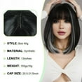thumbnail image 3 of Phocas Black Short Bob Wigs for Women 14inch Highlight White Shoulder Length Heat Resistant Synthetic Wig with Bangs, 3 of 6