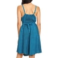 thumbnail image 2 of Sakkas Markay Short Mid Length Spaghetti Strap Sleeveless Embroidered Batik Dress - Turquoise - S/M, 2 of 5