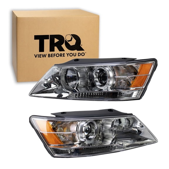 TRQ 2 Piece Headlight Assembly Set Driver & Passenger Side Fits 2009-2010 Hyundai Sonata HY2502148 HY2503148