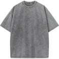 thumbnail image 3 of Men's Cotton T-Shirts Oversized Unisex Short Sleeves Casual Loose Wash Solid Basic Tee Tops, 3 of 6