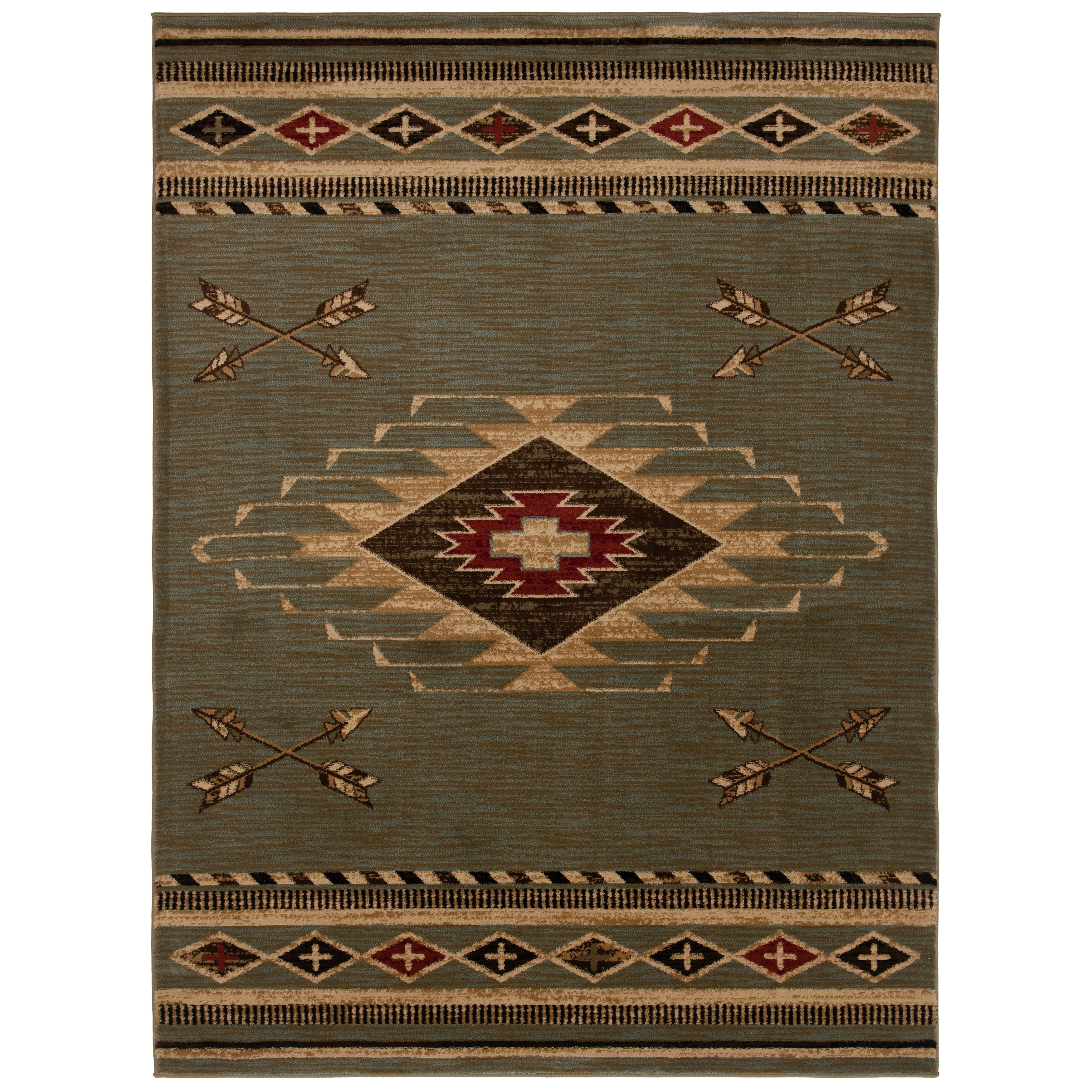 Mayberry Rugs Arrowhead Slate Blue/Green Southwest Lodge Area Rug