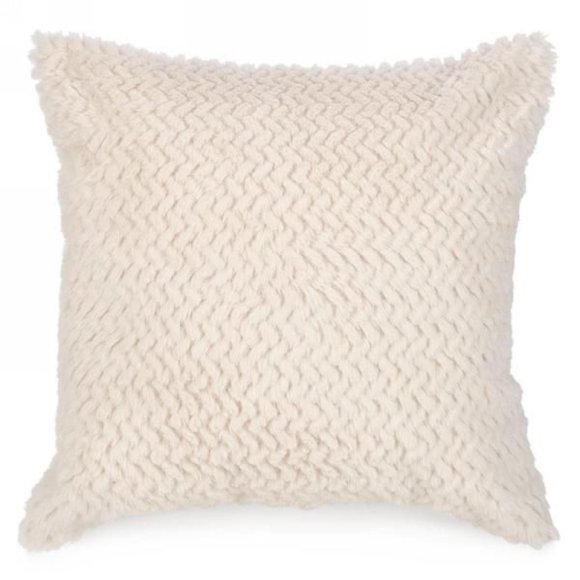Beige Faux Fur Herringbone Style Pillow