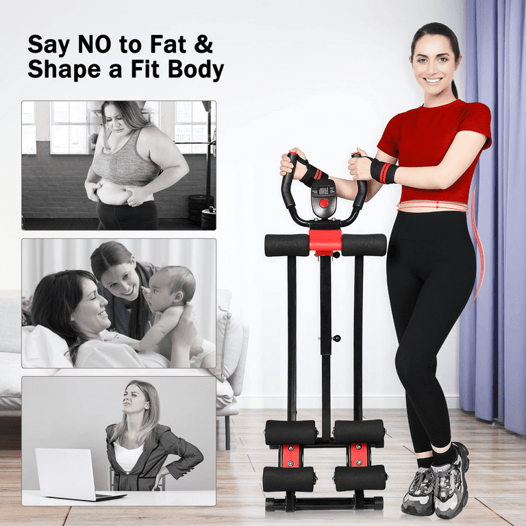BODY RHYTHM Dual-track Ab Workout Machine with 4 Adjustable Heights,  Foldable Core & Abdominal Exercise Machine with 330lbs Weight Capacity,  Total Ab