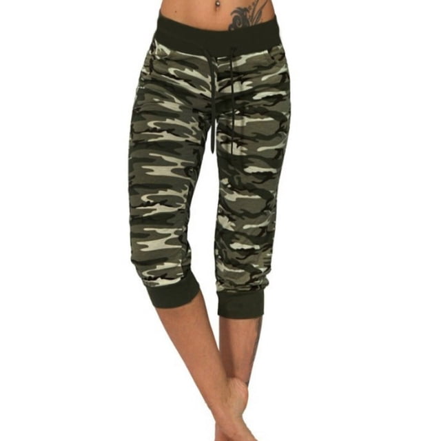 Sonducket Pantalones de yoga para mujer Pantalones deportivos al aire libre Leggings de entrenamiento Uniforme atlético ejercito verde S