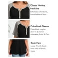 thumbnail image 4 of SHOWMALL Women's Plus Henley Tee Color-block Black 4X V-Neck Button-Up Short Sleeve Shirts Combo Casual Dressy Top, 4 of 8