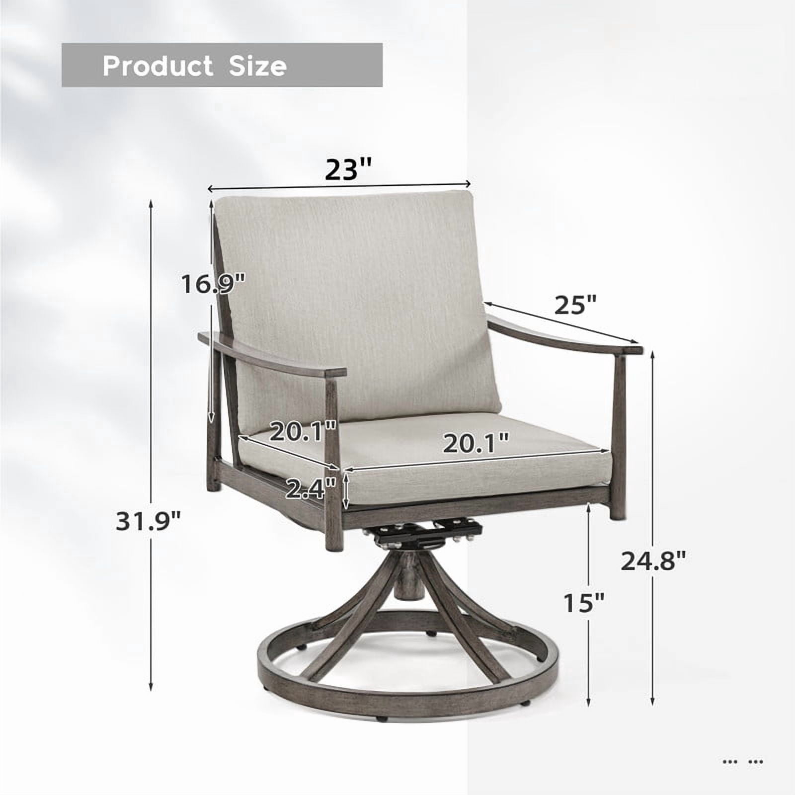 3-Piece 2 Accent Swivel Dining Arm Chairs with Aluminum Side Table, Outdoor Bistro Set
