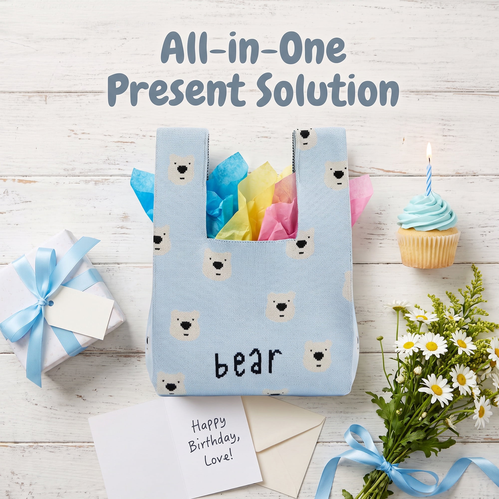 Unique Bargains Cute Cartoon Gift Bags with Handles for Parties 7.5" x 13.4" Sky Blue