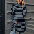 thumbnail image 5 of Nmnitkp Women's Fashion Round Neck Splicing Stripe Long Sleeve Pocket Split Loose T-Shirt Top Fall and Winter Blouse with Pockets, 5 of 9