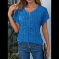 thumbnail image 4 of Blusas de Talla Grande para Mujer, Túnicas de Corta con Cremallera de 1/4, Azul Real L, 4 of 6