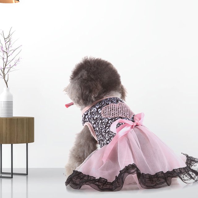 Vestido para perro, 1 pieza, vestido de encaje con tutú para perro y gato, vestido con tutú para perro, rendimiento de alta gama