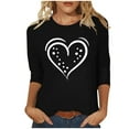 thumbnail image 2 of NTACZA 3/4 Sleeve Tops for Women Trendy Valentines Black Crewneck T Shirt Cute Pullover Loose Fit Shirts for Women L, 2 of 5