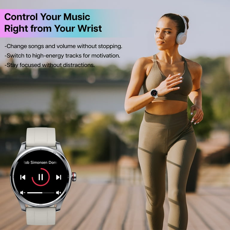 MiracoRun Smart Watch for iPhone Android, Round